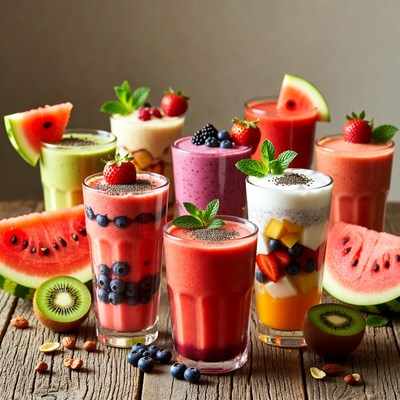 Colorful Smoothie Bowls and Fresh Fruits