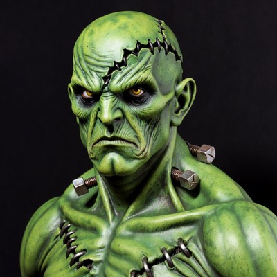Green Frankenstein Monster Closeup