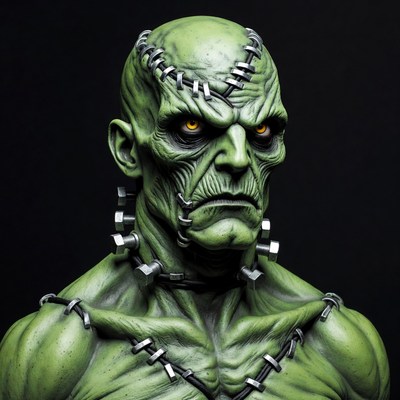 Green Frankenstein Monster Closeup