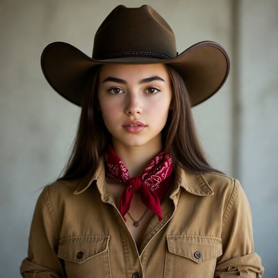 Young woman in cowboy hat
