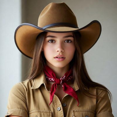 Girl in cowboy hat and red bandana