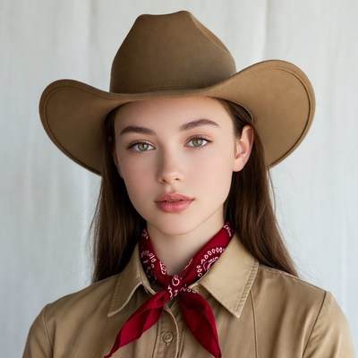 Young woman in cowboy hat