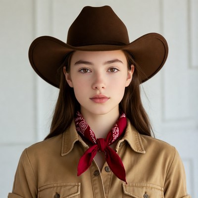 Girl in cowboy hat and bandana