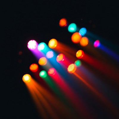 Colorful Bokeh Lights on Black Background