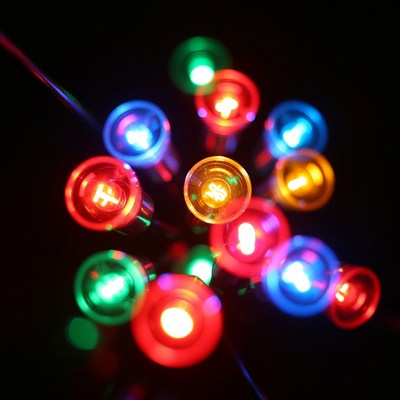 Colorful Christmas Lights Close-Up
