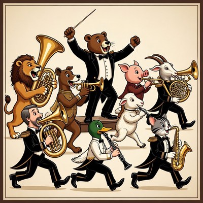 Animals Playing Instruments in Band