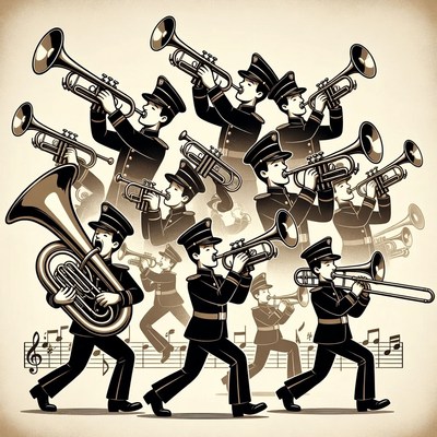 Marching Band Trumpeters Illustration