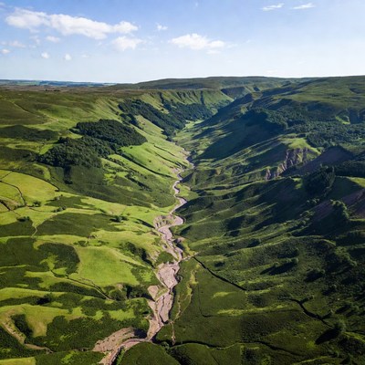 Aerial View of Lush Green Valley