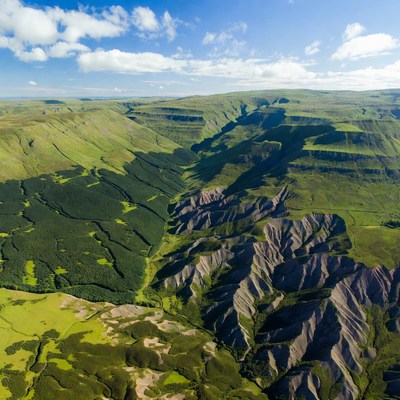 Aerial View Green Mountain Valleys