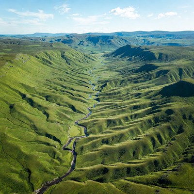 Green Valley with Winding River