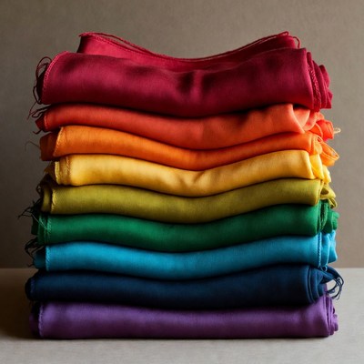 Stack of Rainbow Colored Fabrics
