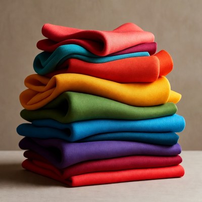 Stack of colorful folded fabrics