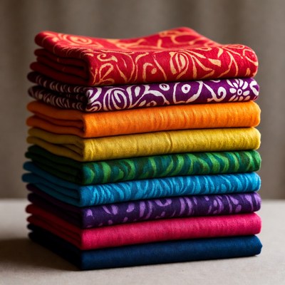 Stack of Colorful Batik Fabric