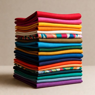 Stack of colorful fabric swatches