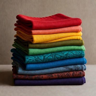 Stack of Colorful Folded Blankets