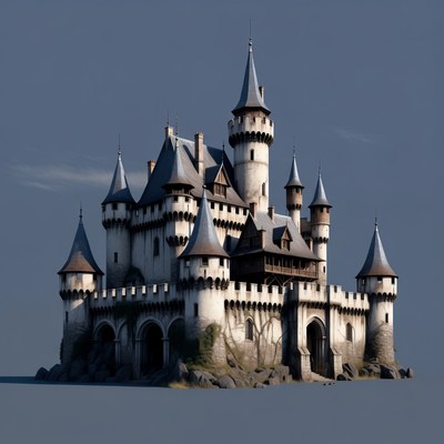 Medieval Castle on Rocky Island