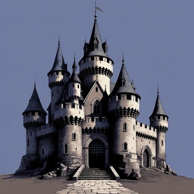 Majestic Stone Castle Illustration