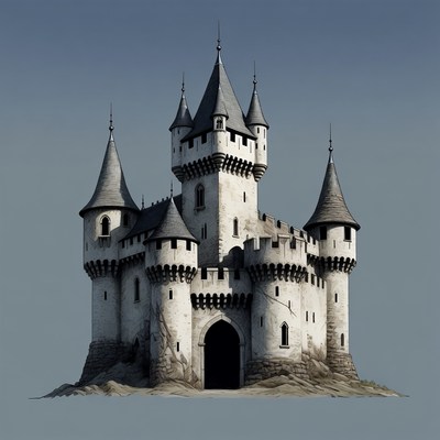 Medieval White Castle on Rock