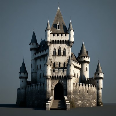Majestic White Medieval Castle