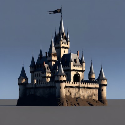 Majestic Medieval Castle with Flag