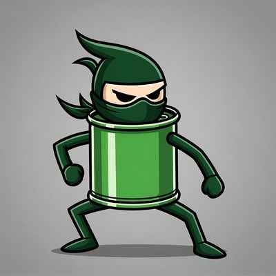 Green Ninja Can Character Illustration