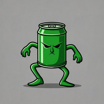 Angry Green Soda Can Illustration