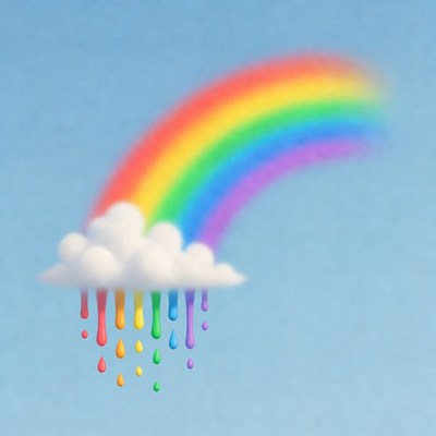 Cloud raining rainbow colors