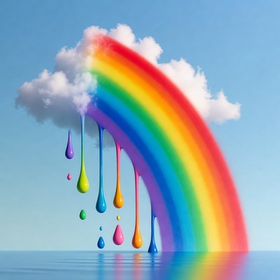 Melting Rainbow Cloud Dripping Paint