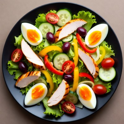 Grilled Chicken Salad with Eggs