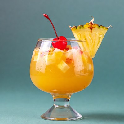 Pineapple cocktail with cherry