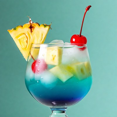 Blue Pineapple Cocktail with Cherry