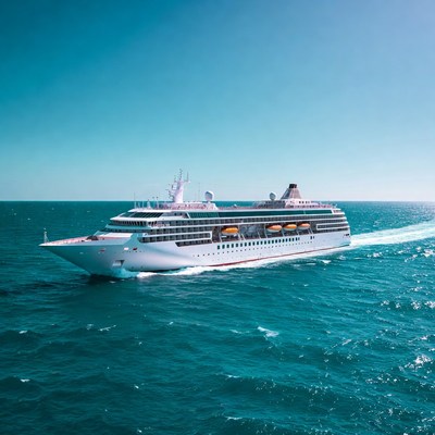 White Cruise Ship Sailing Ocean