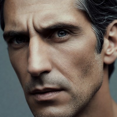 Close-up portrait of intense man