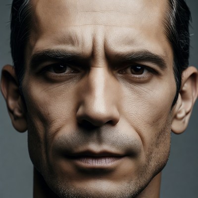 Close-up portrait of intense man