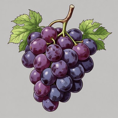 Purple Grapes Bunch Illustration