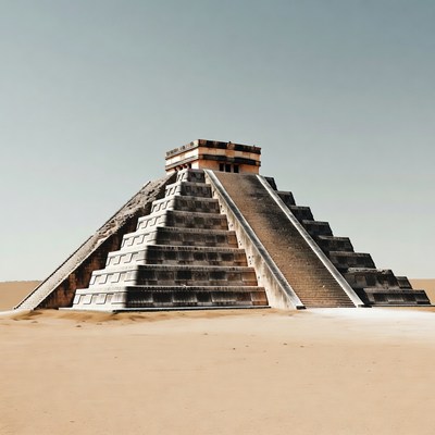 Chichen Itza Pyramid in Desert