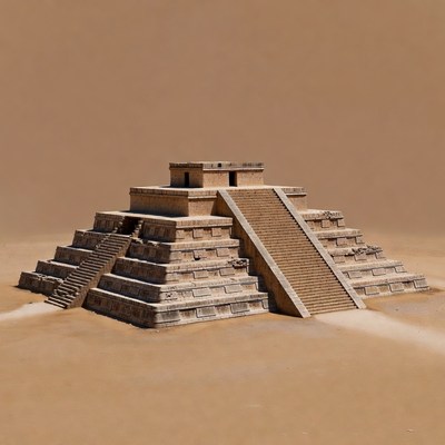 Mayan Pyramid in Desert Sand