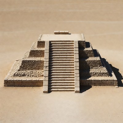 Ancient Stepped Pyramid in Desert