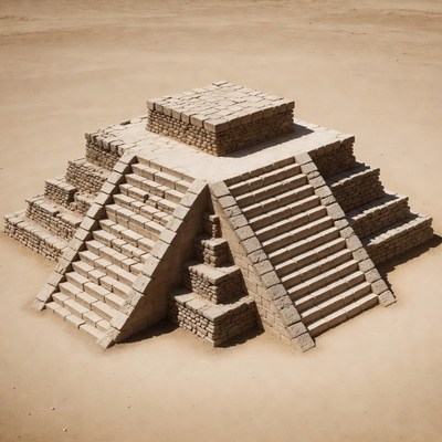 Ancient Mayan Pyramid in Desert