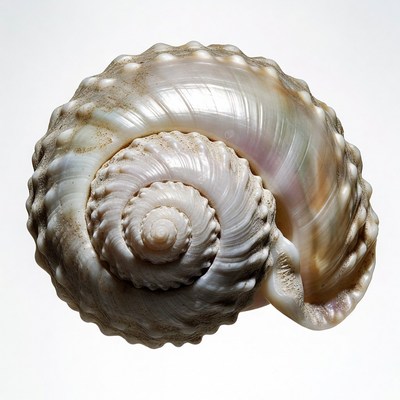 Spiral Seashell on White Background