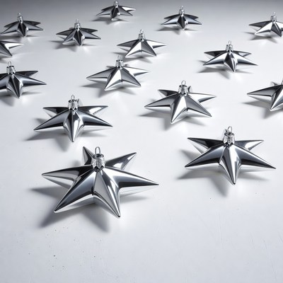 Shiny Silver Star Ornaments