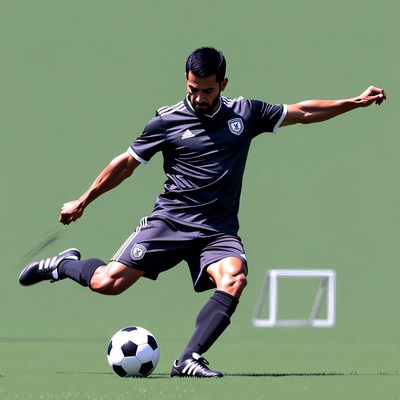 Man kicking soccer ball