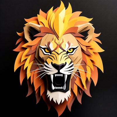 Roaring Lion Papercraft Illustration