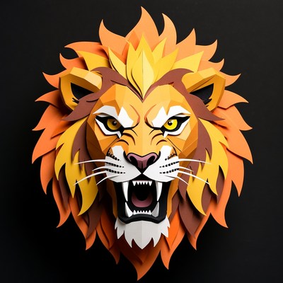 Roaring Lion Papercraft Illustration
