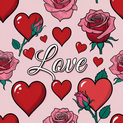 Love Hearts and Roses Pattern
