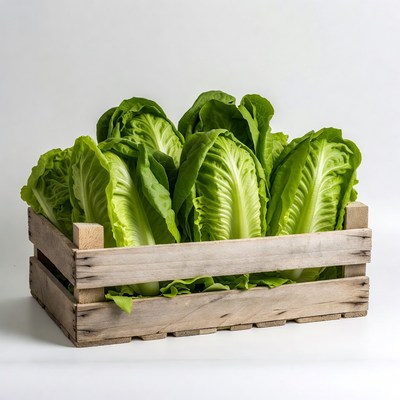 Fresh Lettuce in Wooden Crate