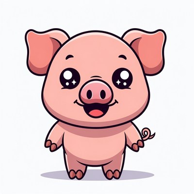 Cute cartoon pink pig