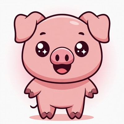 Cute pink pig illustration