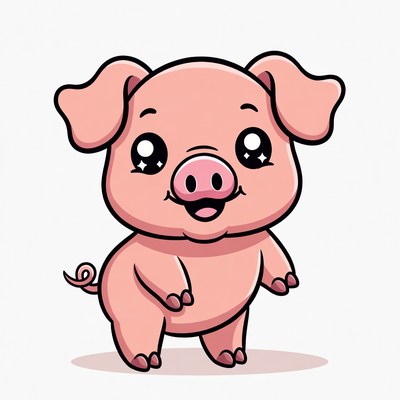 Cute cartoon pink pig