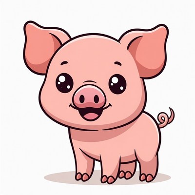 Cute cartoon pink pig